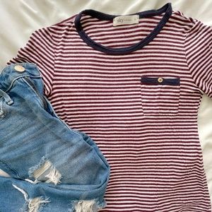 Red & White Striped Top